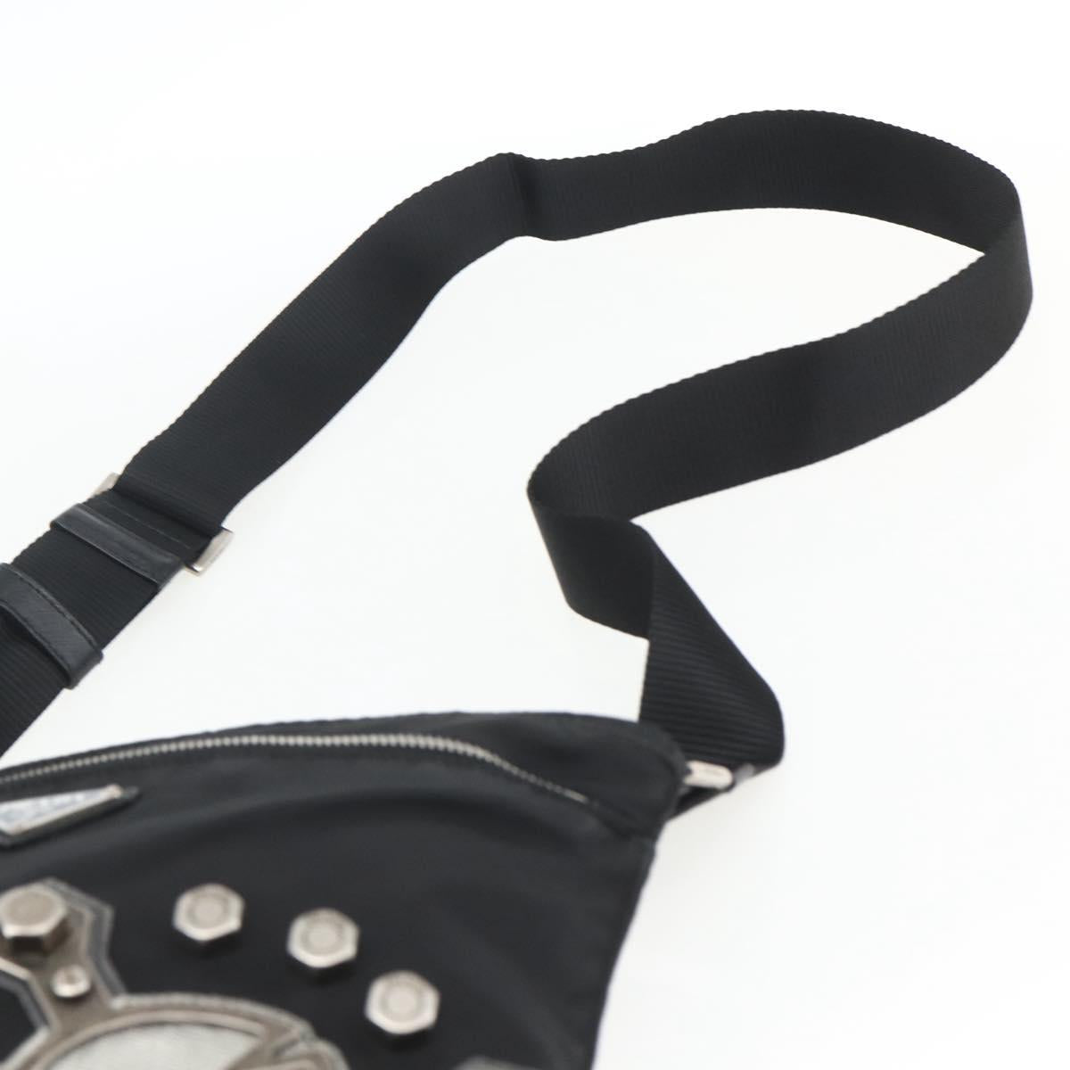 PRADA Shoulder Bag Nylon Black Silver Auth ep13306V