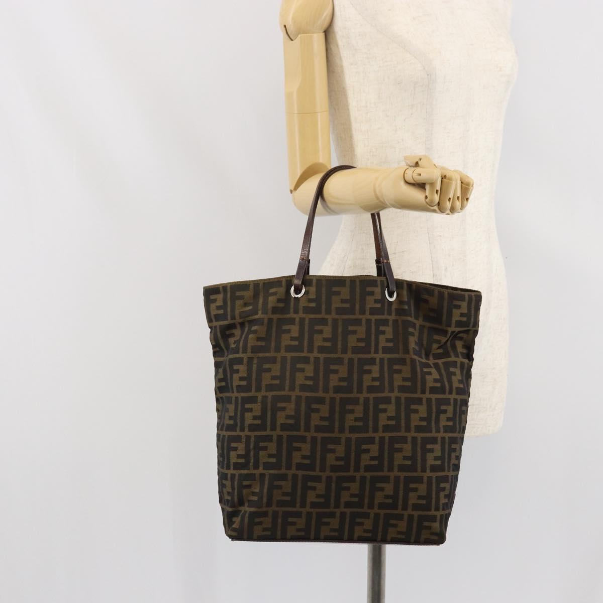 FENDI Zucca Canvas Hand Bag Black Brown Auth ep13307
