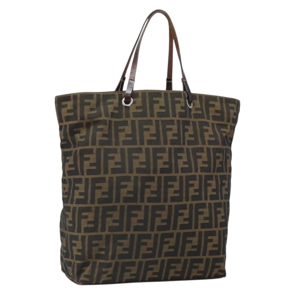 FENDI Zucca Canvas Hand Bag Black Brown Auth ep13307