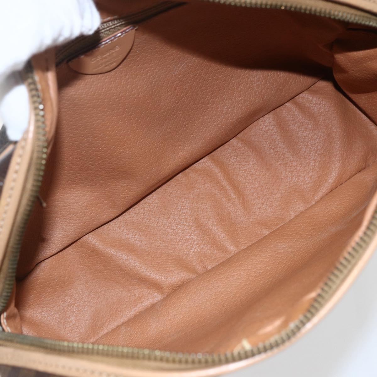 CELINE Macadam Canvas Shoulder Bag PVC Leather Brown Gold Auth ep13312