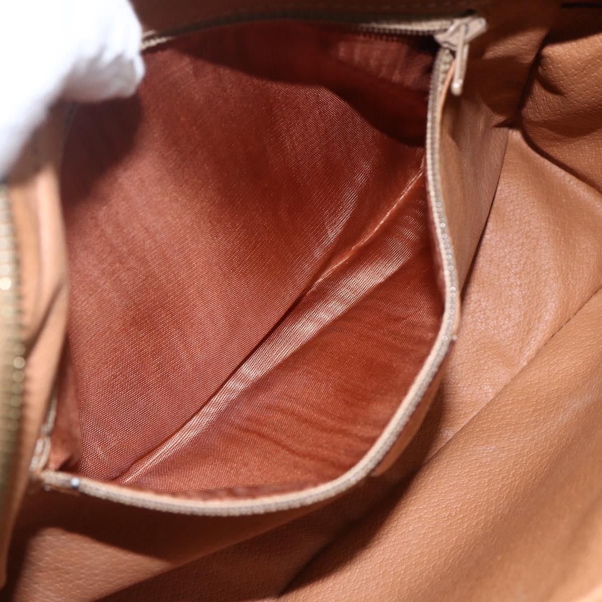 CELINE Macadam Canvas Shoulder Bag PVC Leather Brown Gold Auth ep13312