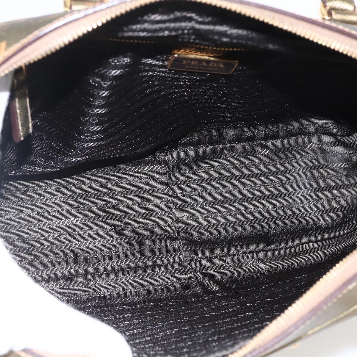 PRADA Hand Bag Safiano leather Gold Tone Auth ep13327A