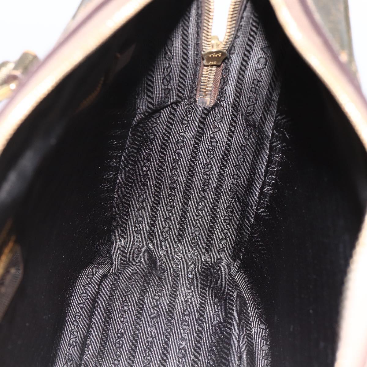 PRADA Hand Bag Safiano leather Gold Tone Auth ep13327A