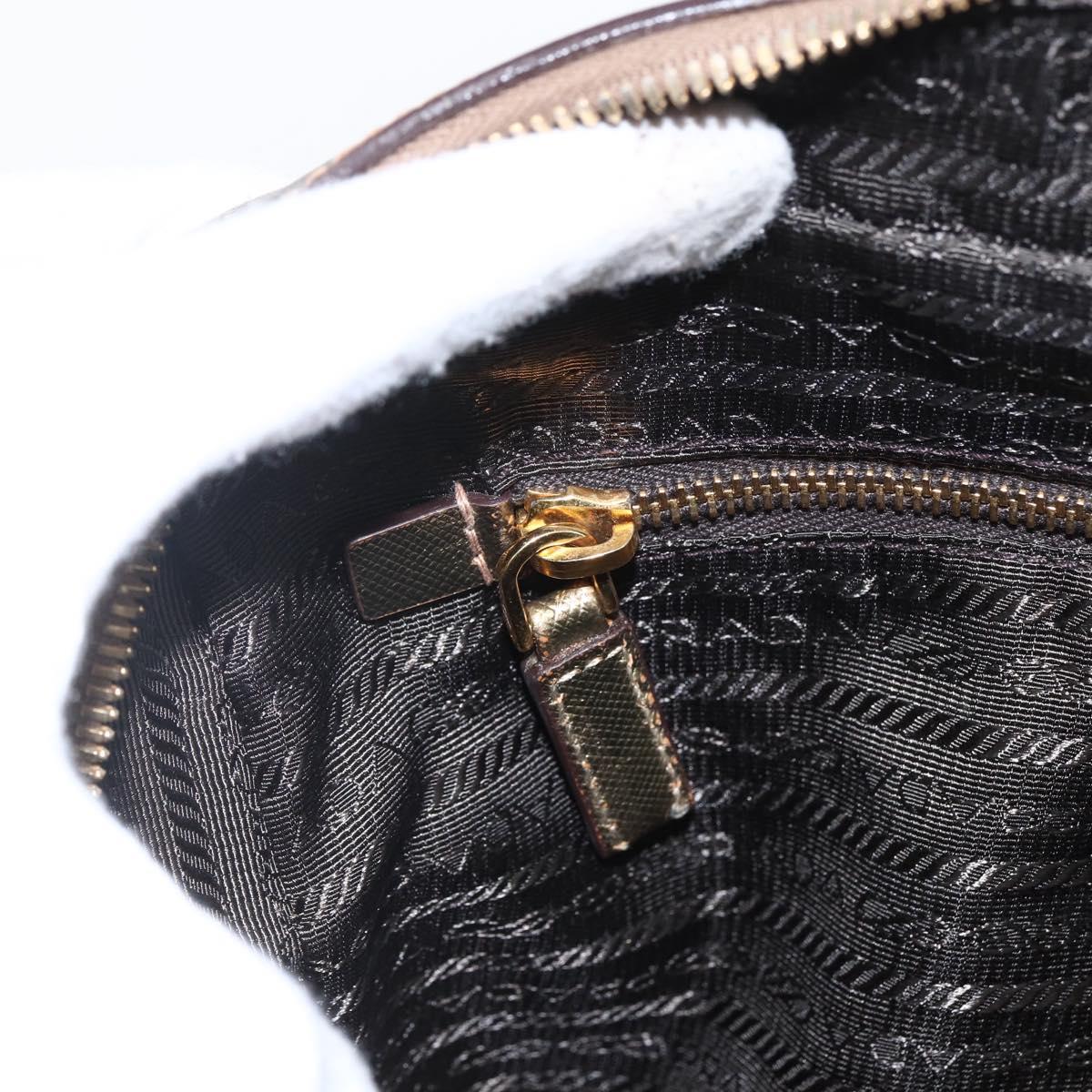PRADA Hand Bag Safiano leather Gold Tone Auth ep13327A
