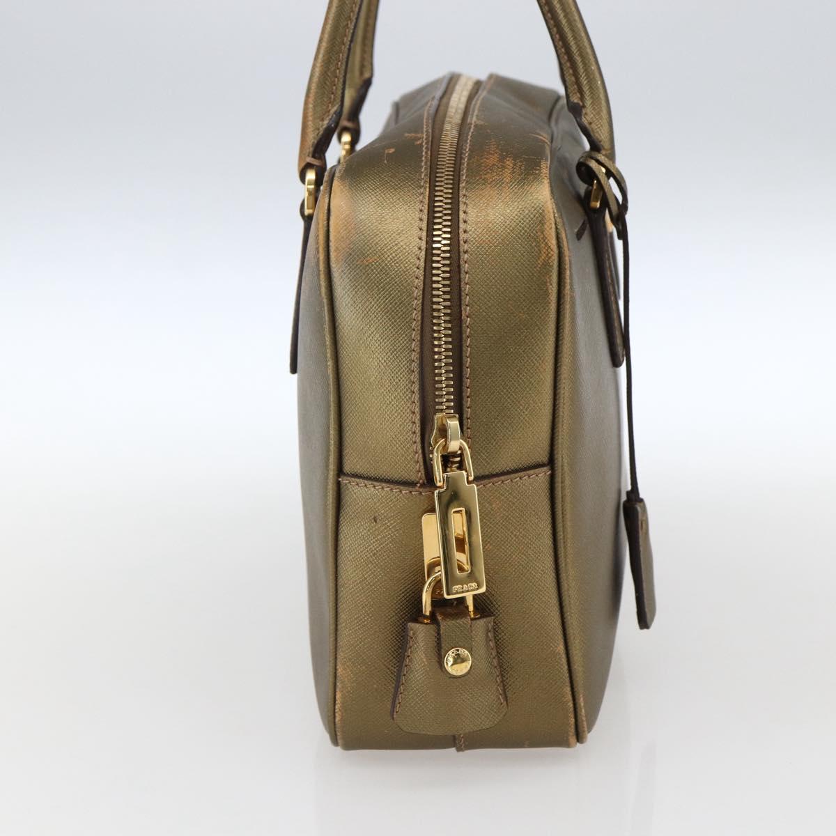 PRADA Hand Bag Safiano leather Gold Tone Auth ep13327A