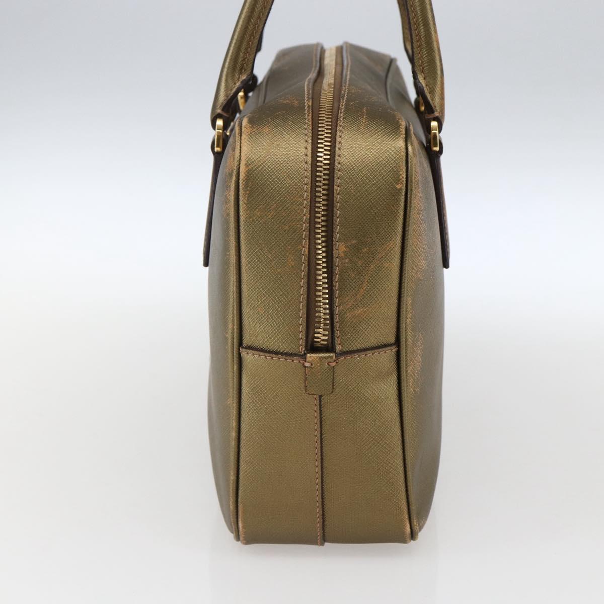 PRADA Hand Bag Safiano leather Gold Tone Auth ep13327A
