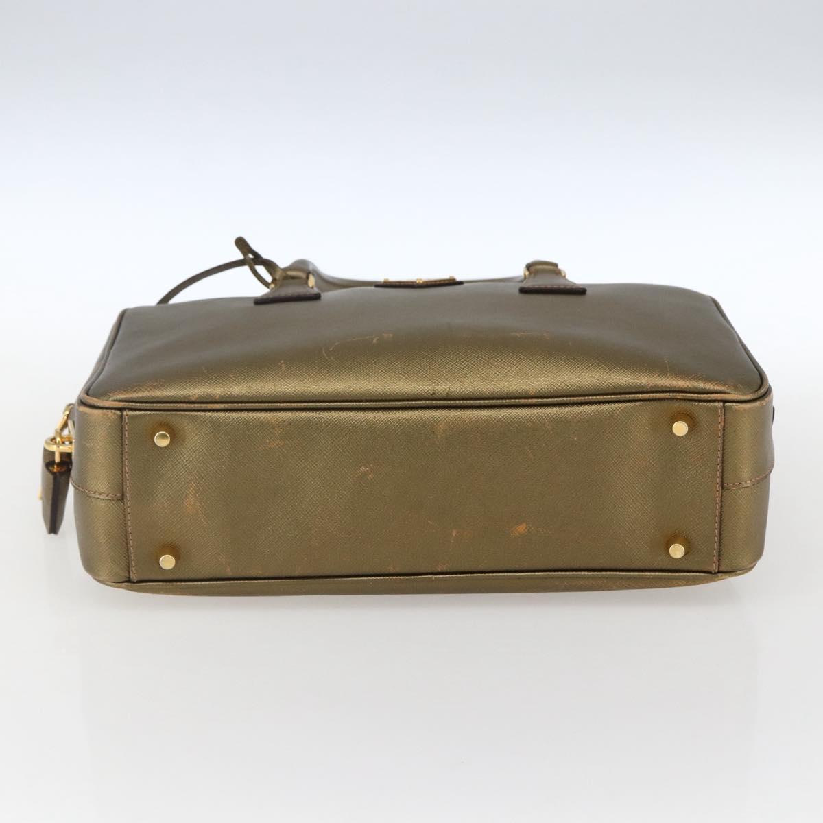 PRADA Hand Bag Safiano leather Gold Tone Auth ep13327A