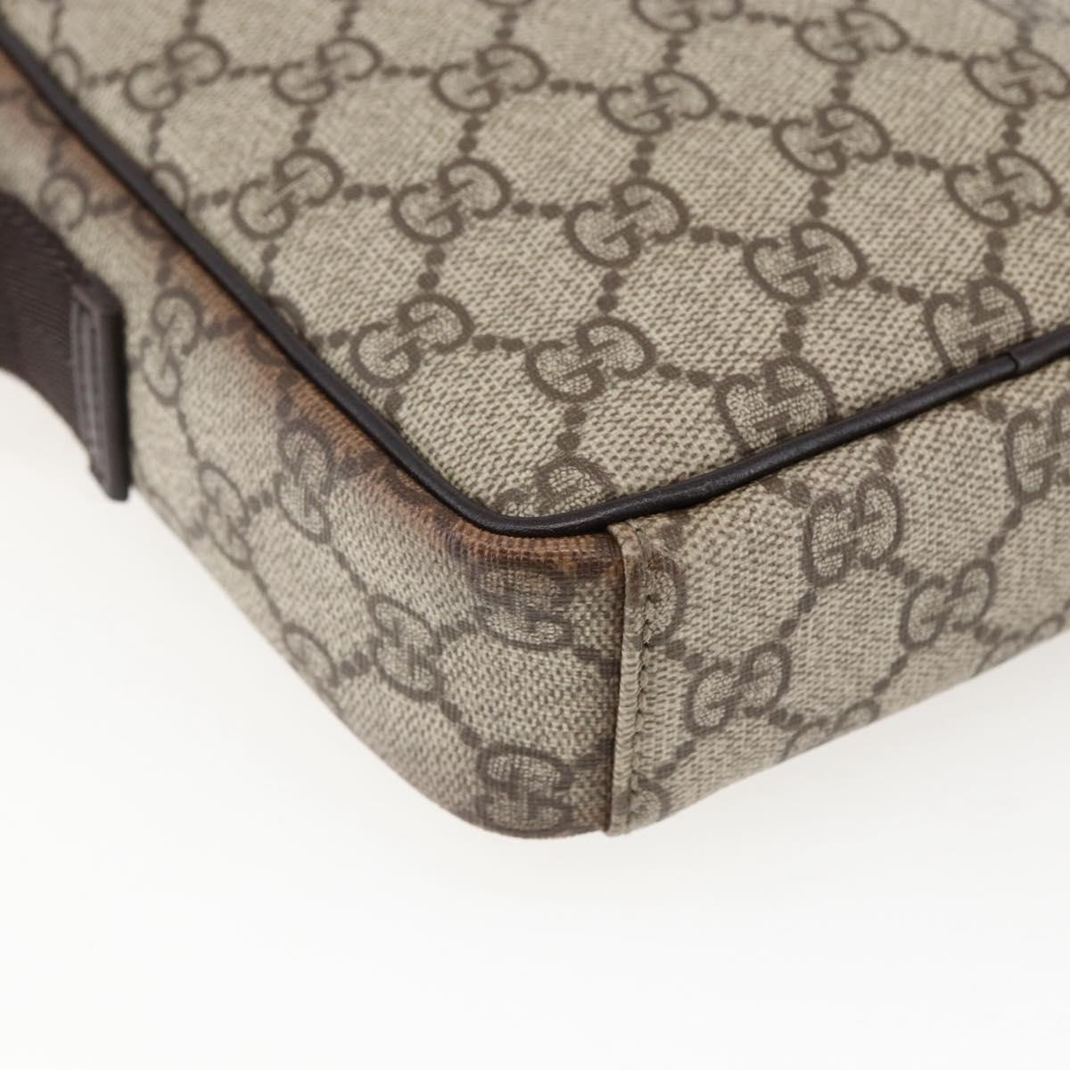GUCCI GG Supreme Shoulder Bag PVC Beige Silver 122754 Auth ep13334
