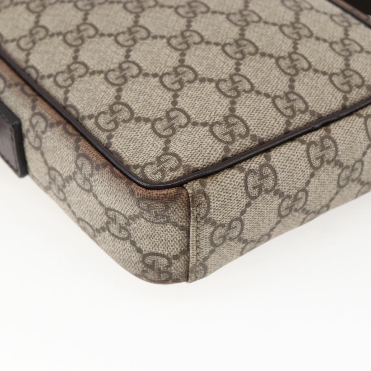 GUCCI GG Supreme Shoulder Bag PVC Beige Silver 122754 Auth ep13334