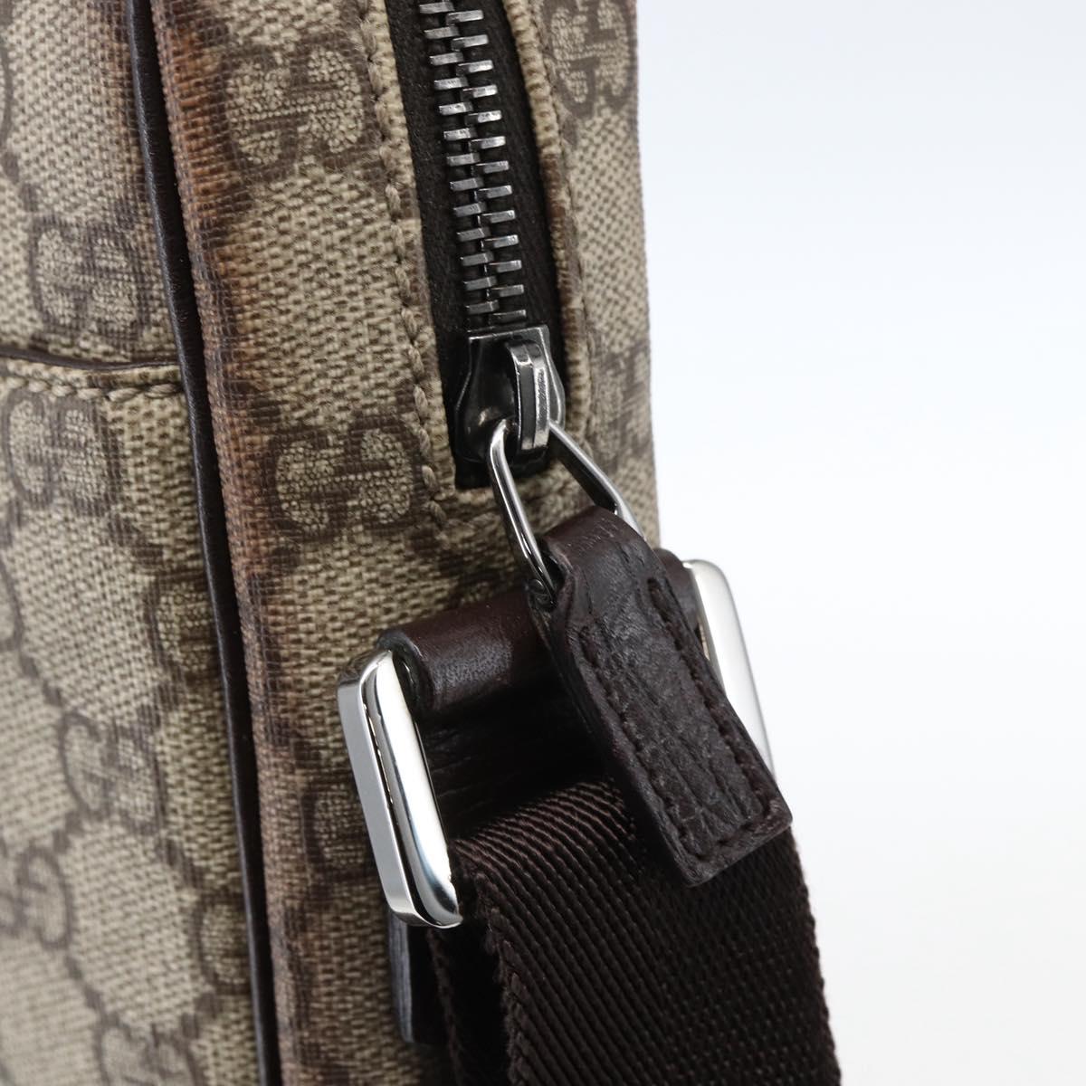 GUCCI GG Supreme Shoulder Bag PVC Beige Silver 122754 Auth ep13334