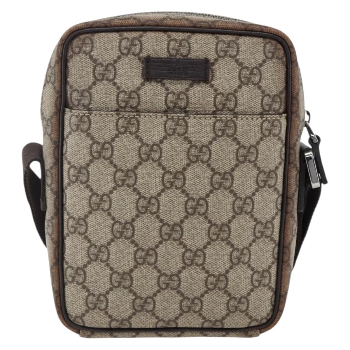 GUCCI GG Supreme Shoulder Bag PVC Beige Silver 122754 Auth ep13334