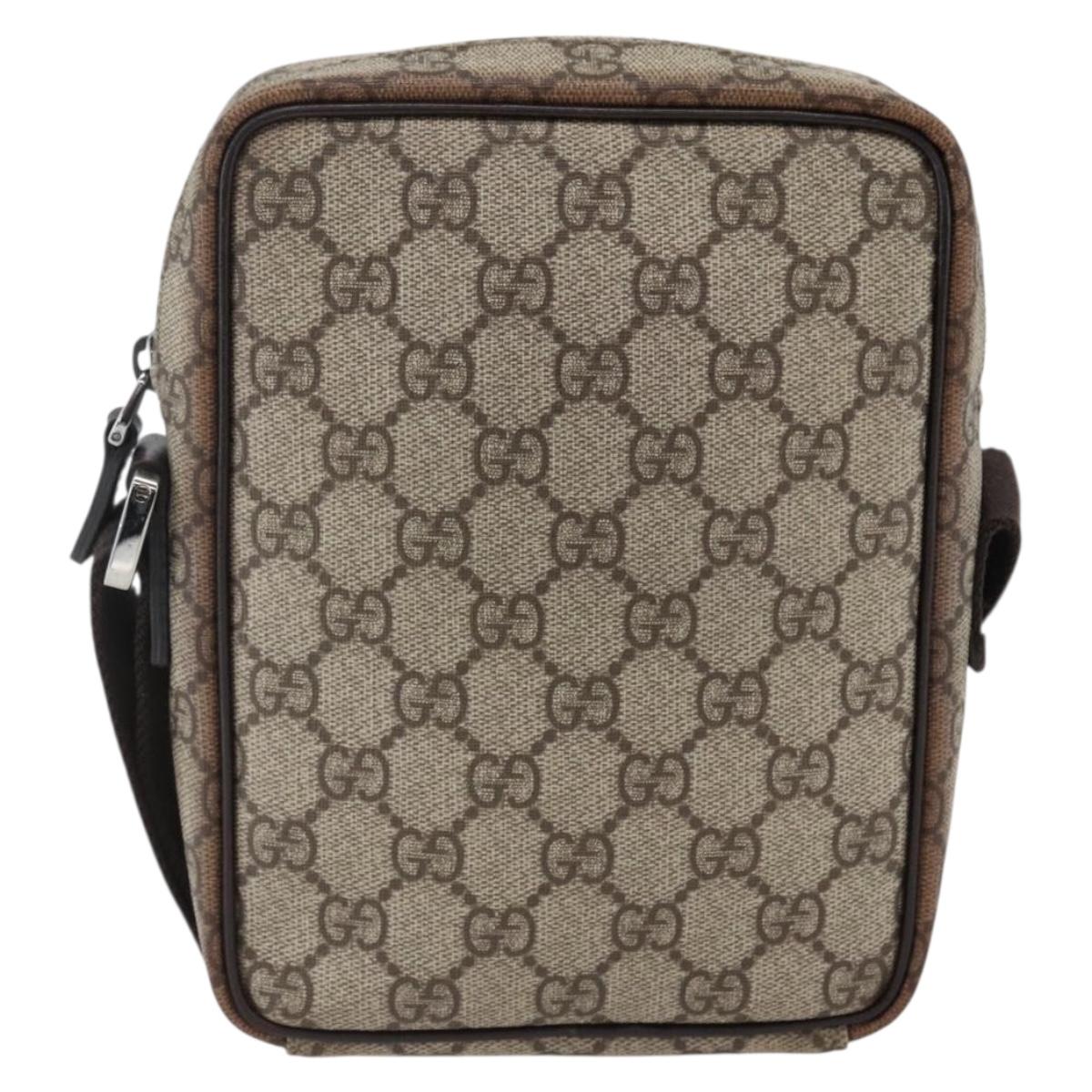 GUCCI GG Supreme Shoulder Bag PVC Beige Silver 122754 Auth ep13334