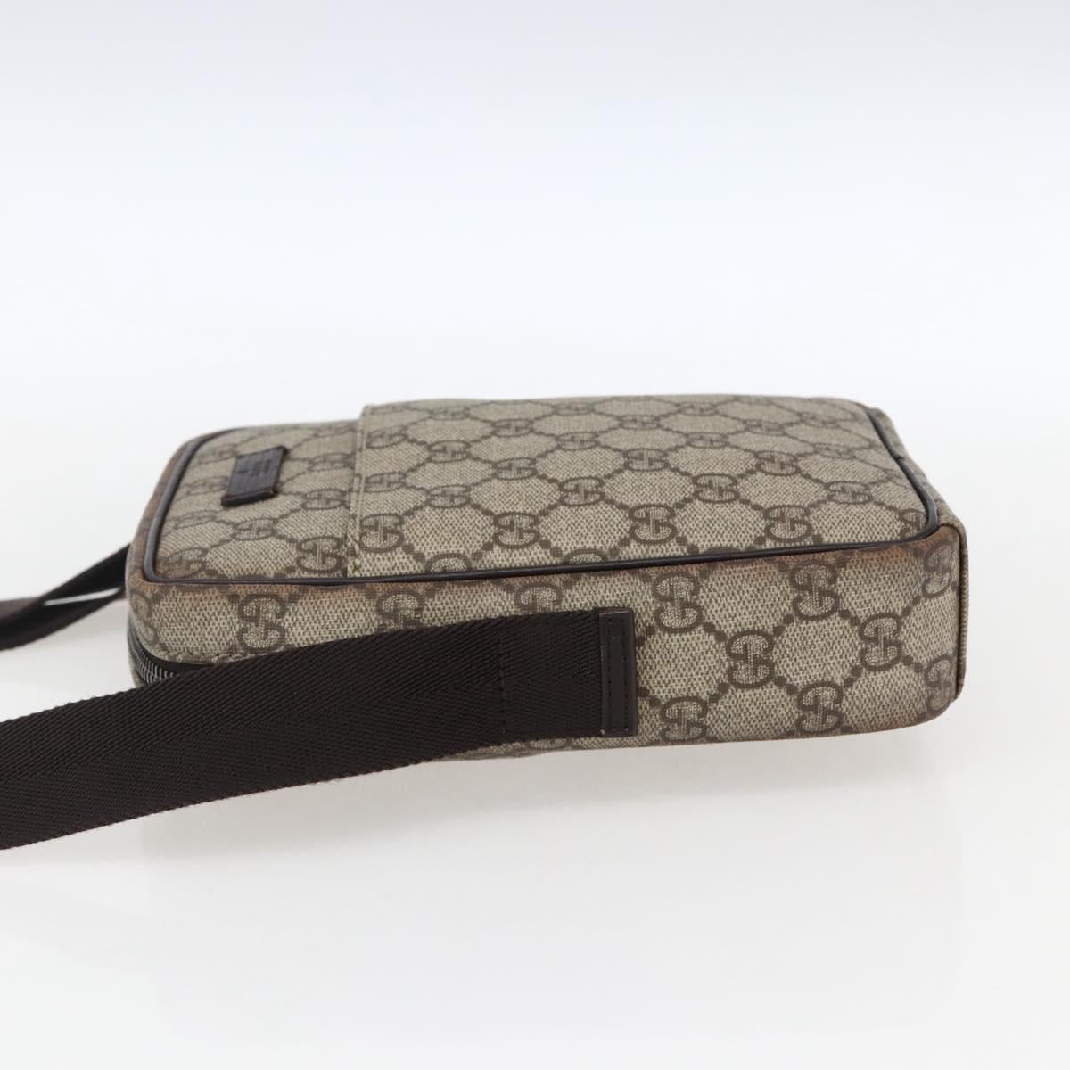 GUCCI GG Supreme Shoulder Bag PVC Beige Silver 122754 Auth ep13334