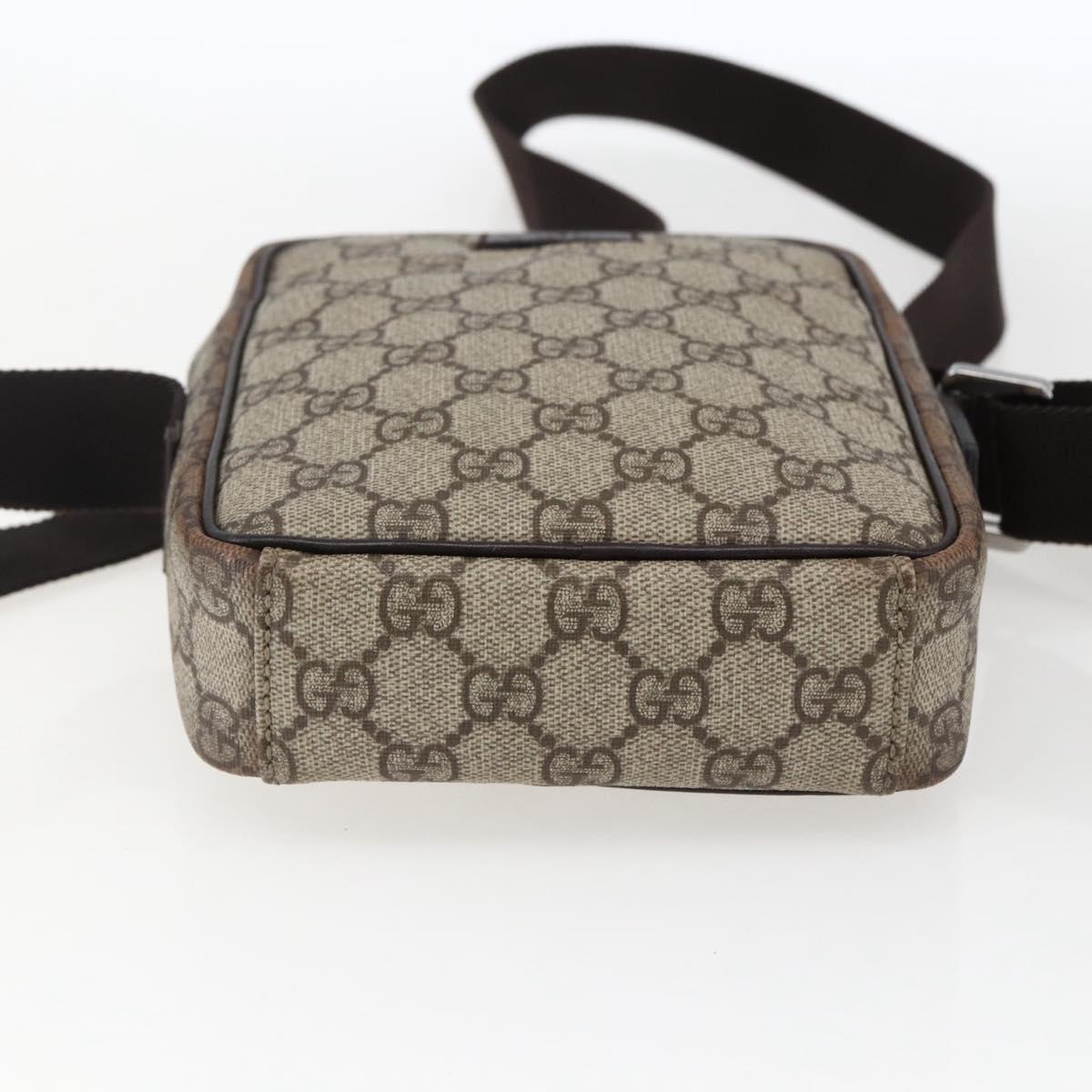 GUCCI GG Supreme Shoulder Bag PVC Beige Silver 122754 Auth ep13334