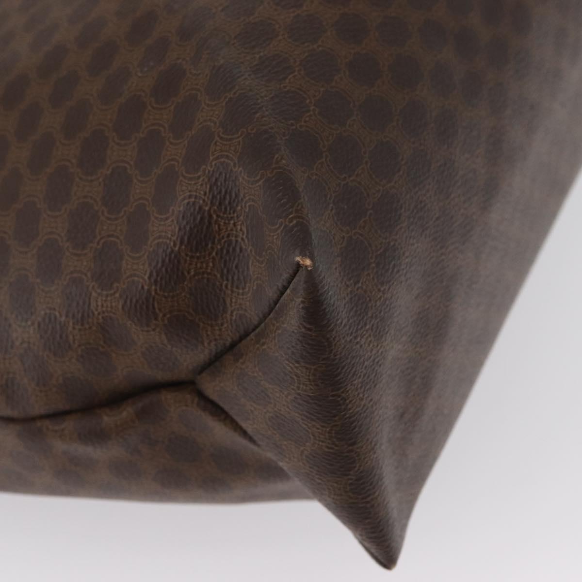 CELINE Macadam Canvas Tote Bag PVC Leather Brown Gold Auth ep13337