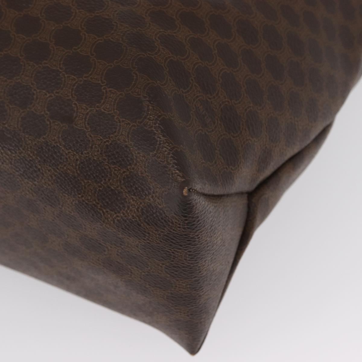CELINE Macadam Canvas Tote Bag PVC Leather Brown Gold Auth ep13337
