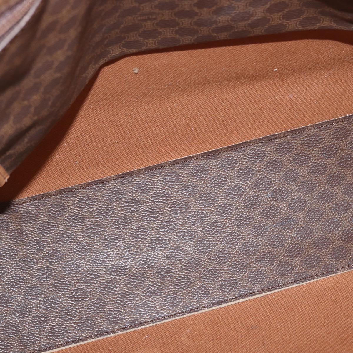 CELINE Macadam Canvas Tote Bag PVC Leather Brown Gold Auth ep13337