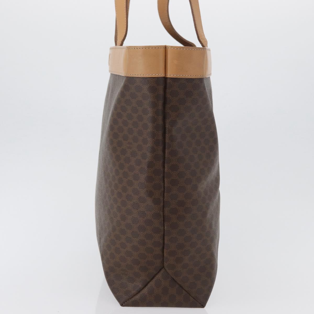 CELINE Macadam Canvas Tote Bag PVC Leather Brown Gold Auth ep13337
