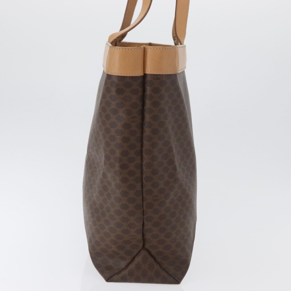 CELINE Macadam Canvas Tote Bag PVC Leather Brown Gold Auth ep13337