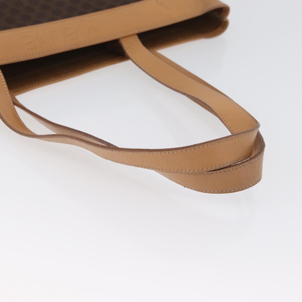 CELINE Macadam Canvas Tote Bag PVC Leather Brown Gold Auth ep13337