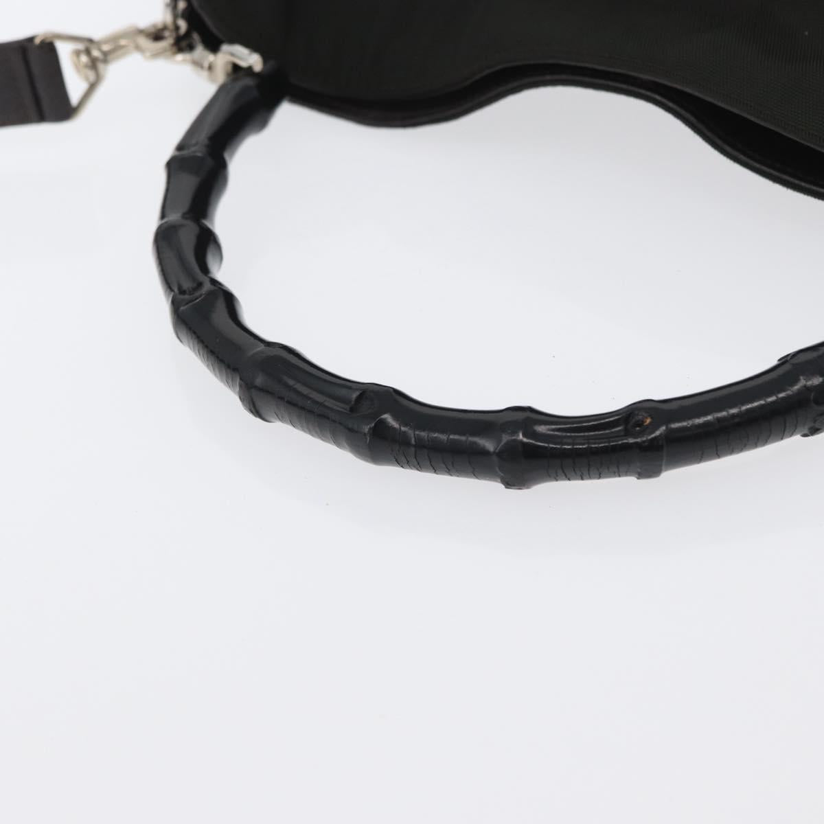 GUCCI Bamboo Hand Bag Nylon 2way Black Silver 001 1638 3754 Auth ep13341