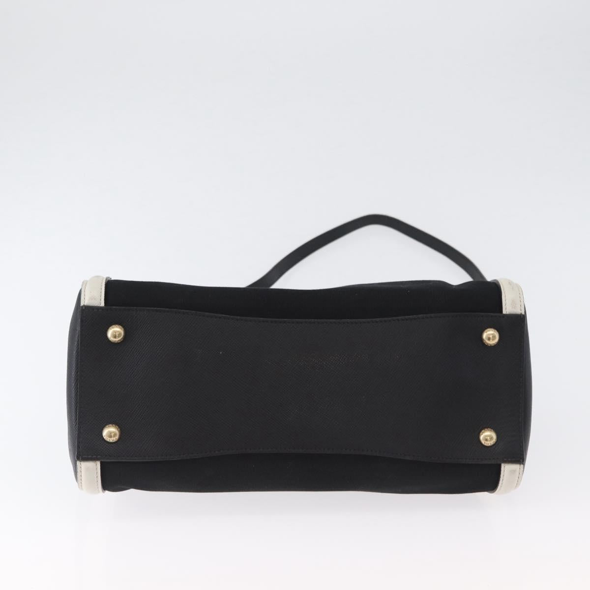 PRADA Hand Bag Canvas 2way Black Gold Auth ep13345