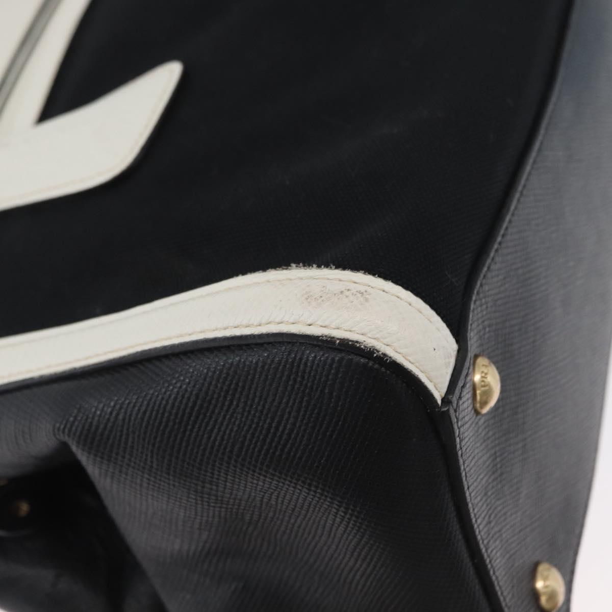 PRADA Hand Bag Canvas 2way Black Gold Auth ep13345