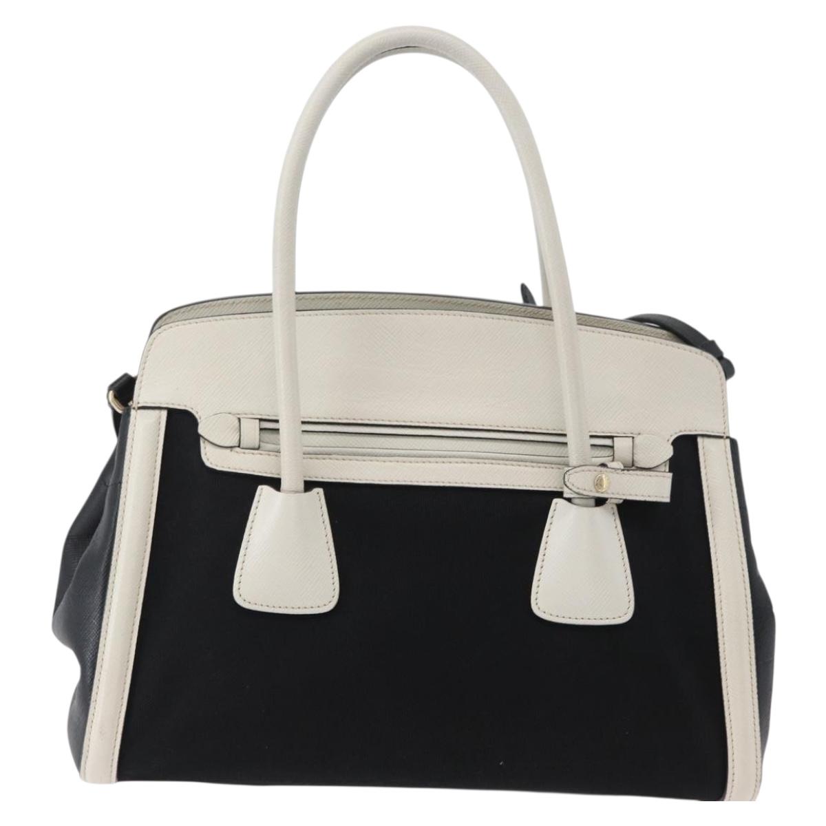 PRADA Hand Bag Canvas 2way Black Gold Auth ep13345
