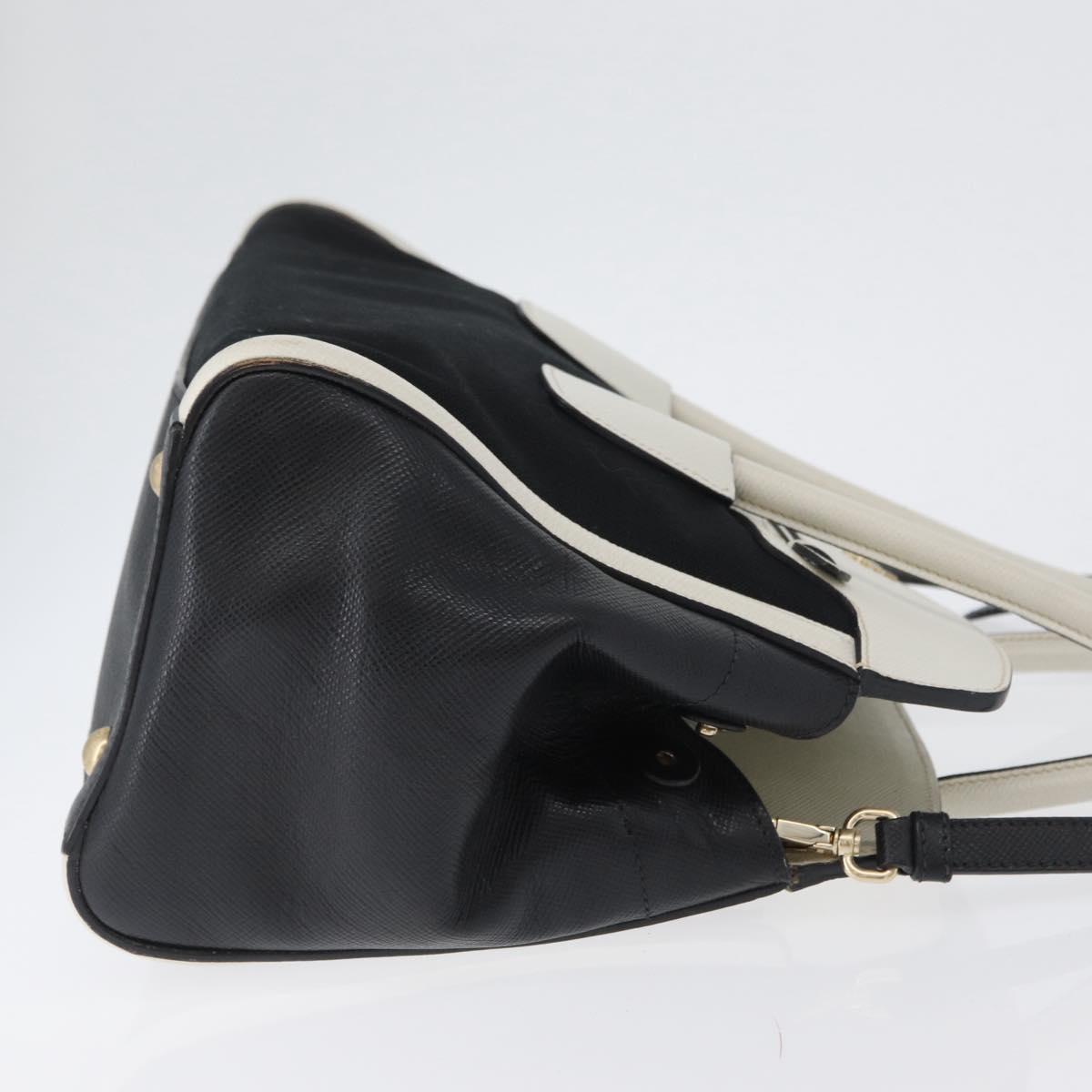 PRADA Hand Bag Canvas 2way Black Gold Auth ep13345