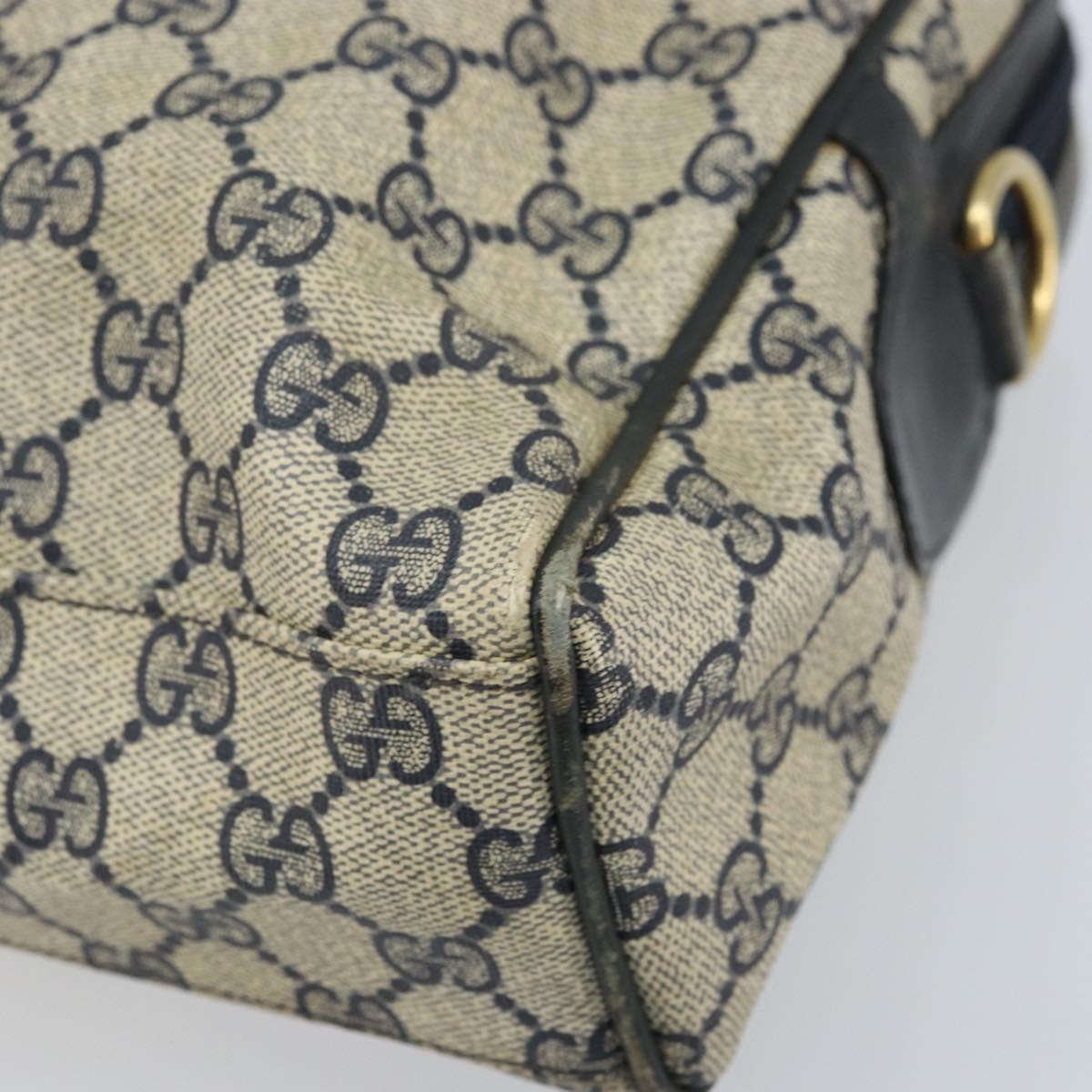GUCCI GG Supreme Sherry Line Hand Bag PVC Navy Gold Auth ep13353