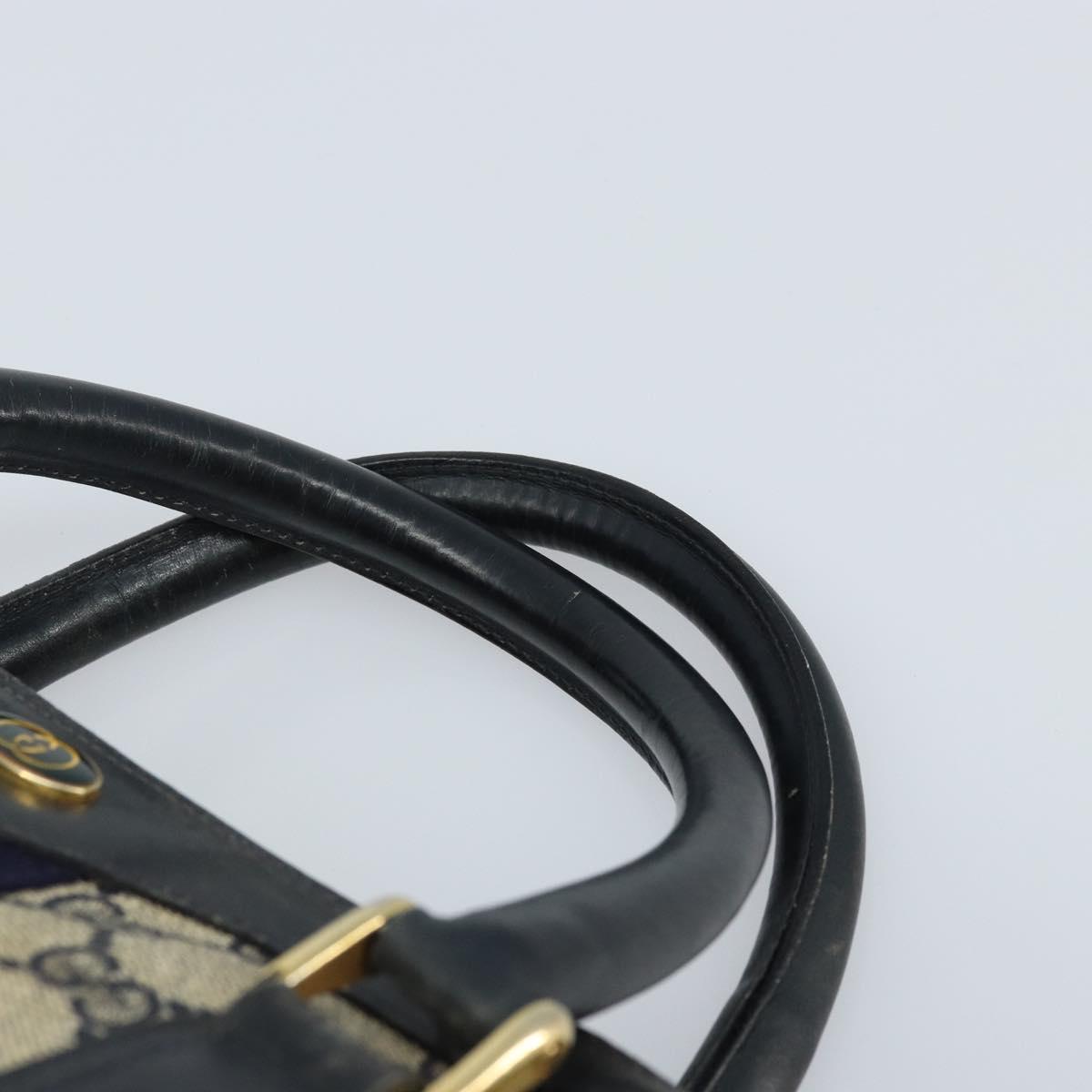 GUCCI GG Supreme Sherry Line Hand Bag PVC Navy Gold Auth ep13353