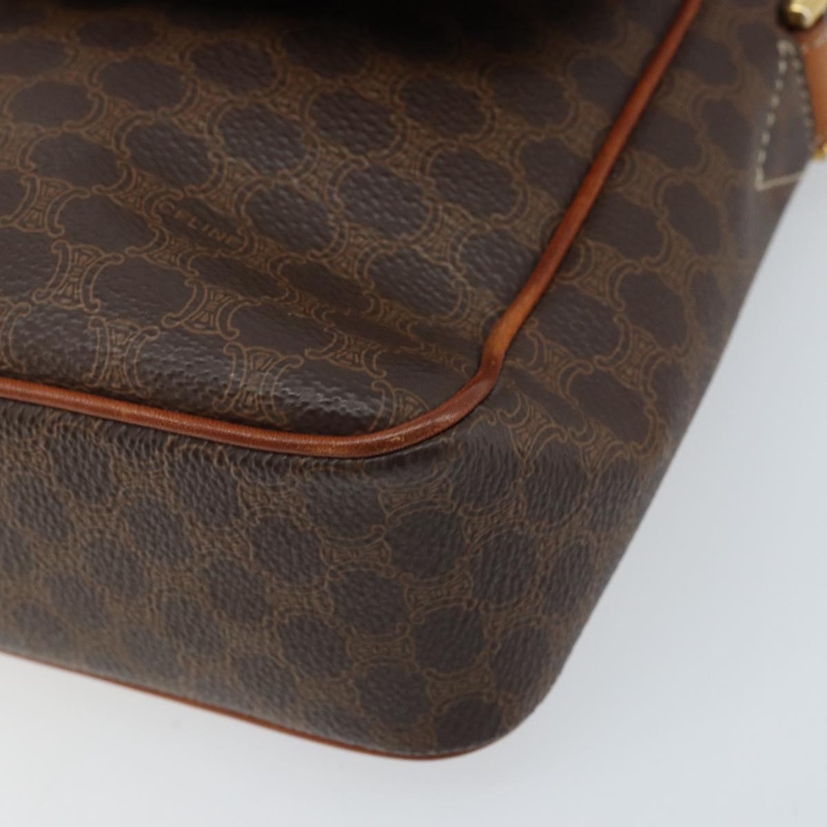 CELINE Macadam Canvas Circle Shoulder Bag PVC Leather Brown Gold Auth ep13354