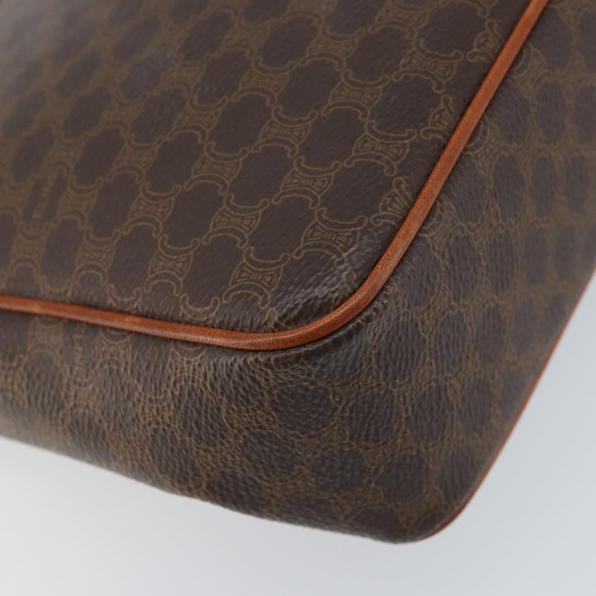 CELINE Macadam Canvas Circle Shoulder Bag PVC Leather Brown Gold Auth ep13354