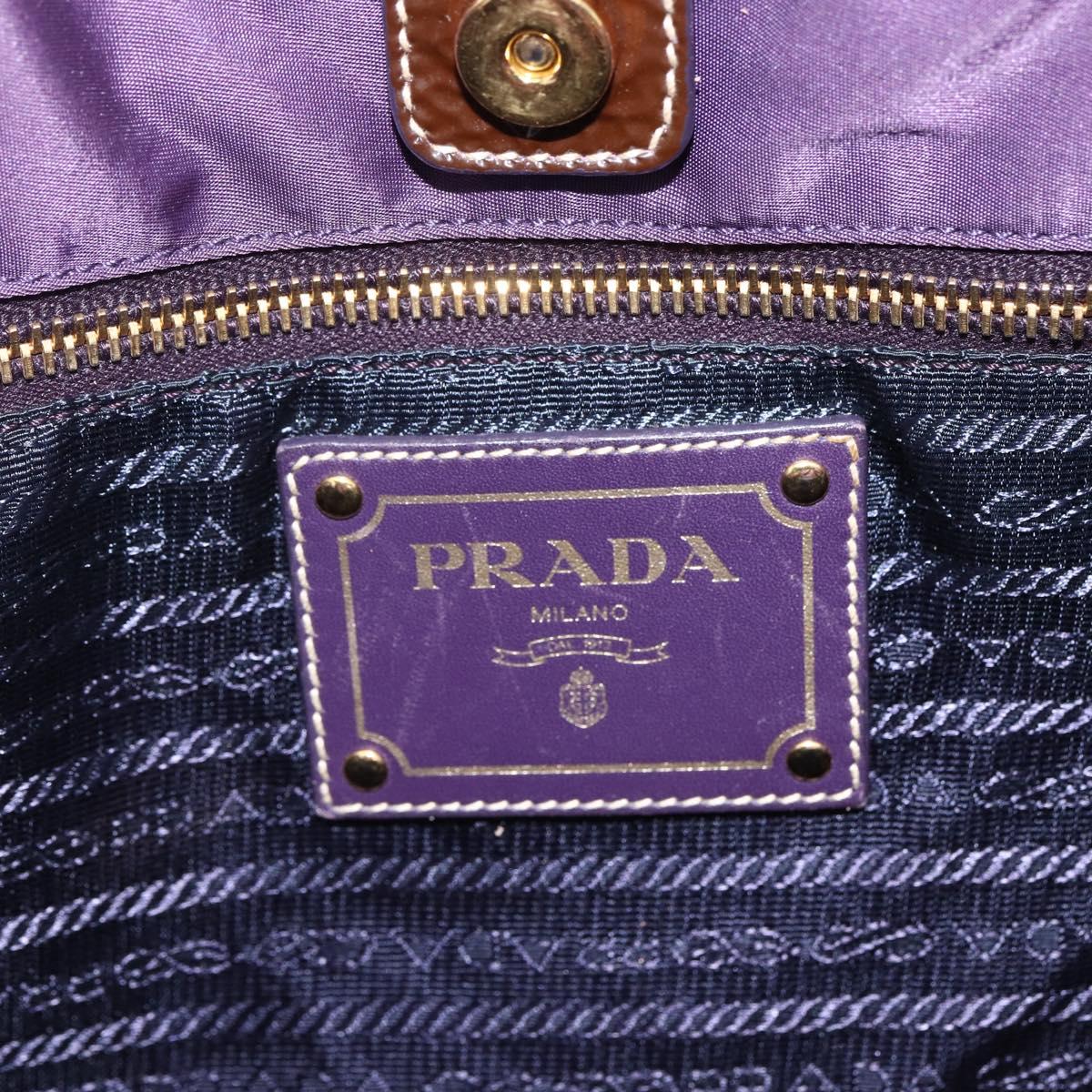 PRADA Hand Bag Nylon Purple Gold Auth ep13355