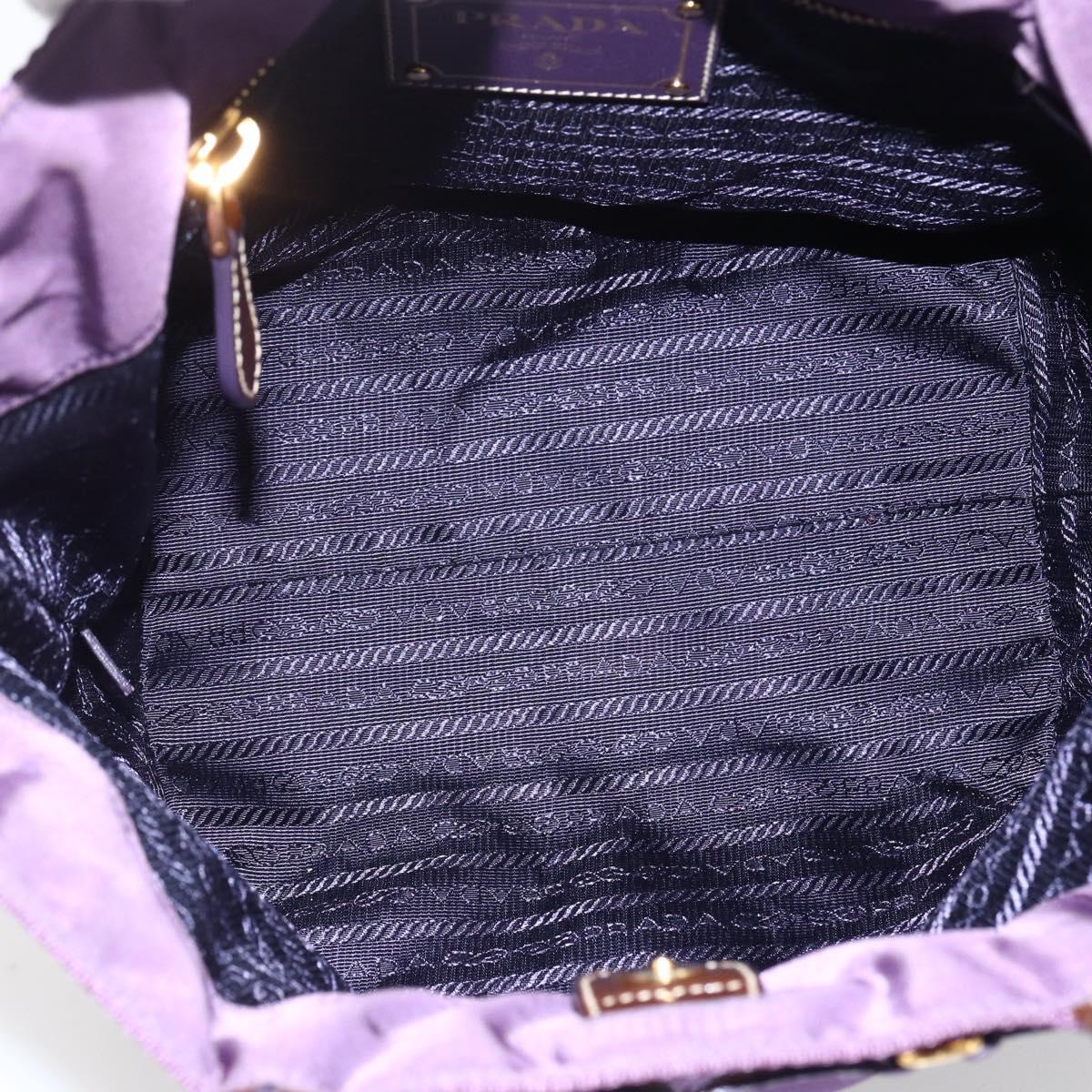 PRADA Hand Bag Nylon Purple Gold Auth ep13355