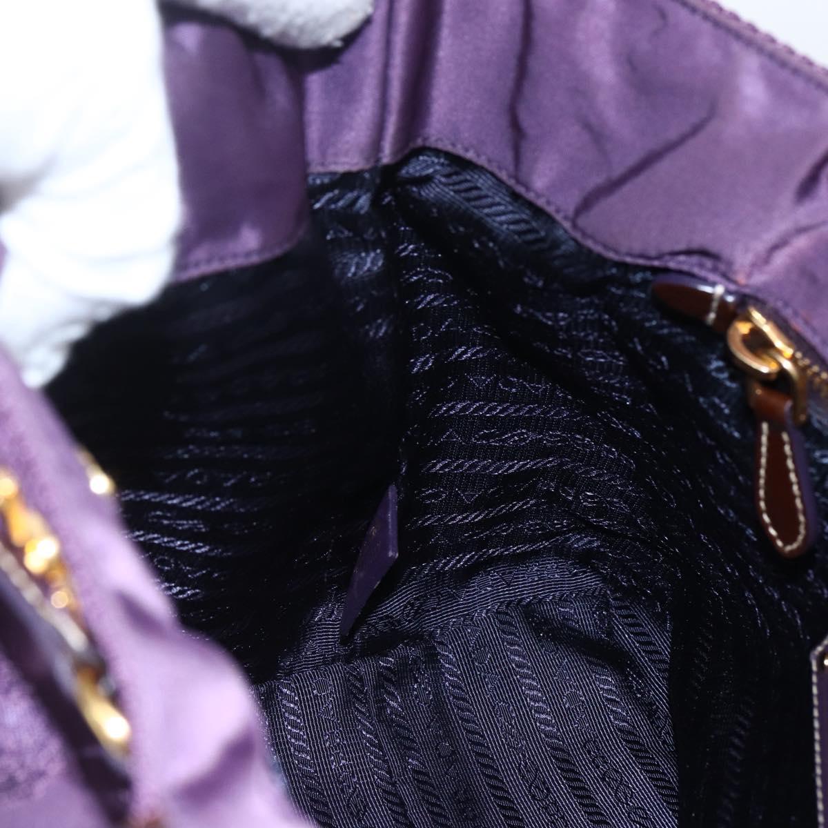 PRADA Hand Bag Nylon Purple Gold Auth ep13355