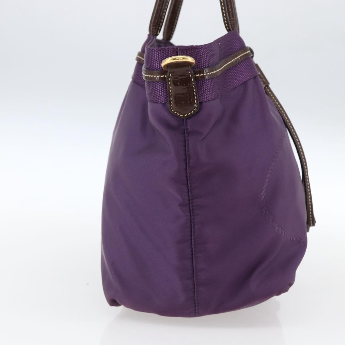 PRADA Hand Bag Nylon Purple Gold Auth ep13355
