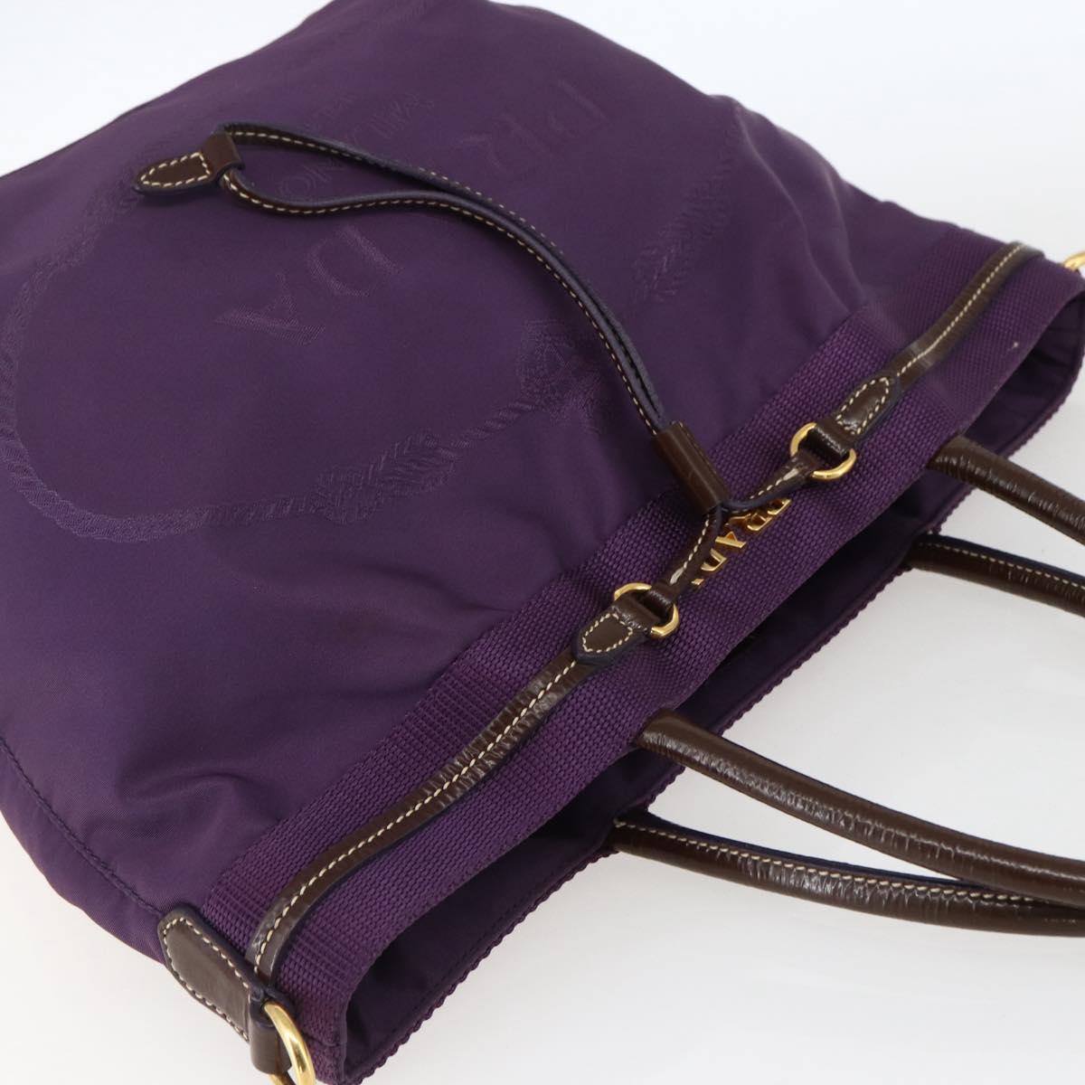 PRADA Hand Bag Nylon Purple Gold Auth ep13355