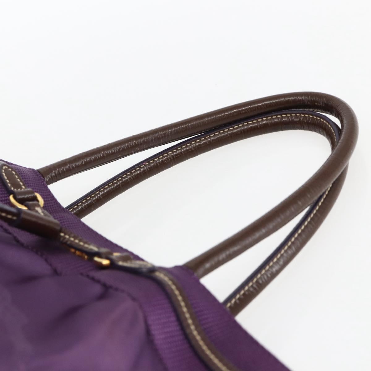PRADA Hand Bag Nylon Purple Gold Auth ep13355