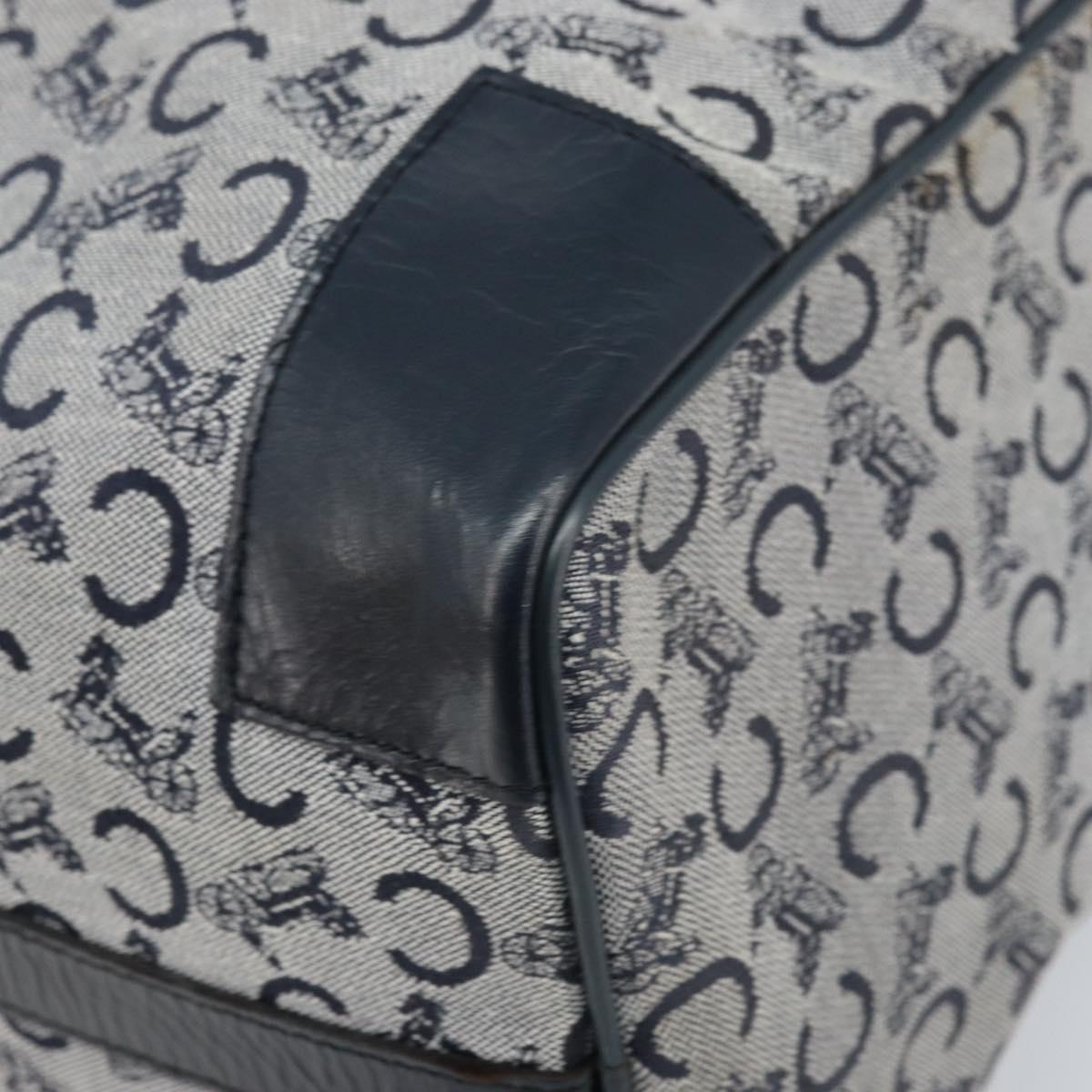 CELINE C Sulky Boston Bag Canvas Navy Gold Auth ep13370