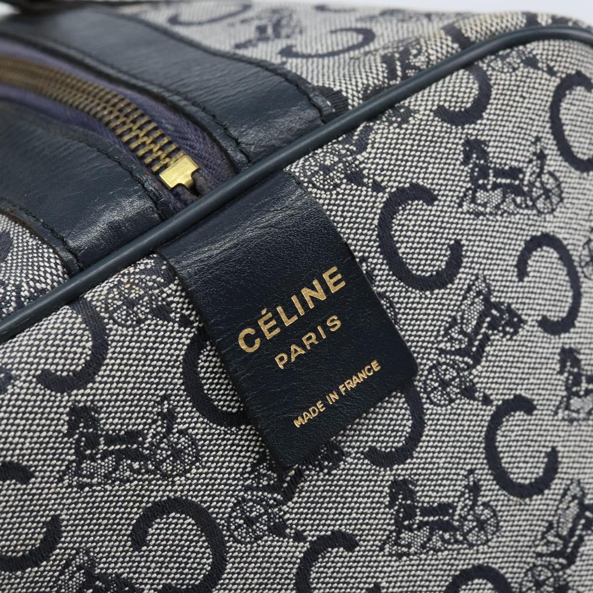 CELINE C Sulky Boston Bag Canvas Navy Gold Auth ep13370