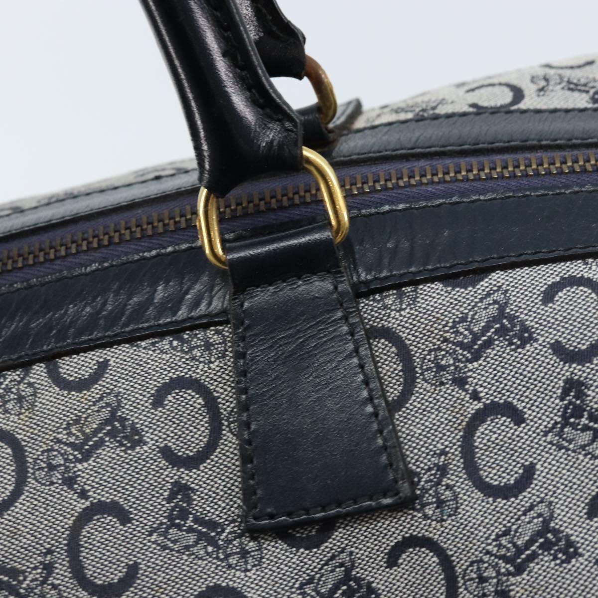 CELINE C Sulky Boston Bag Canvas Navy Gold Auth ep13370