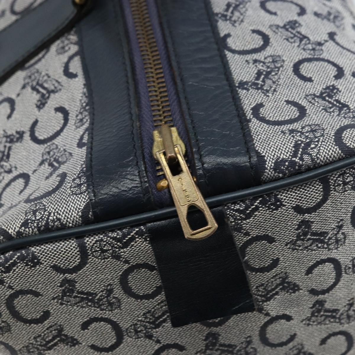 CELINE C Sulky Boston Bag Canvas Navy Gold Auth ep13370