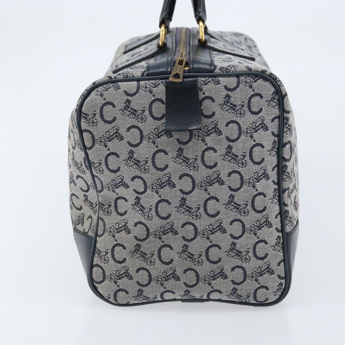 CELINE C Sulky Boston Bag Canvas Navy Gold Auth ep13370