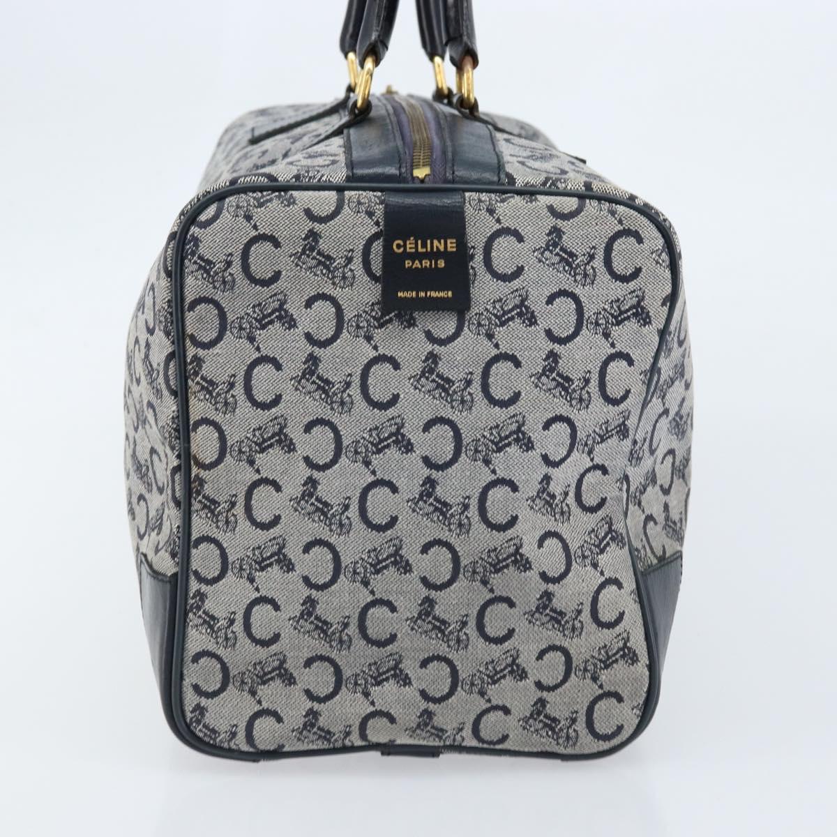 CELINE C Sulky Boston Bag Canvas Navy Gold Auth ep13370