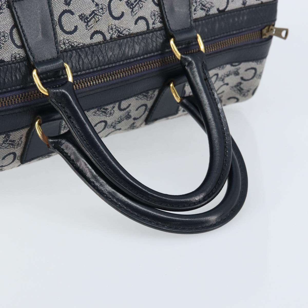 CELINE C Sulky Boston Bag Canvas Navy Gold Auth ep13370