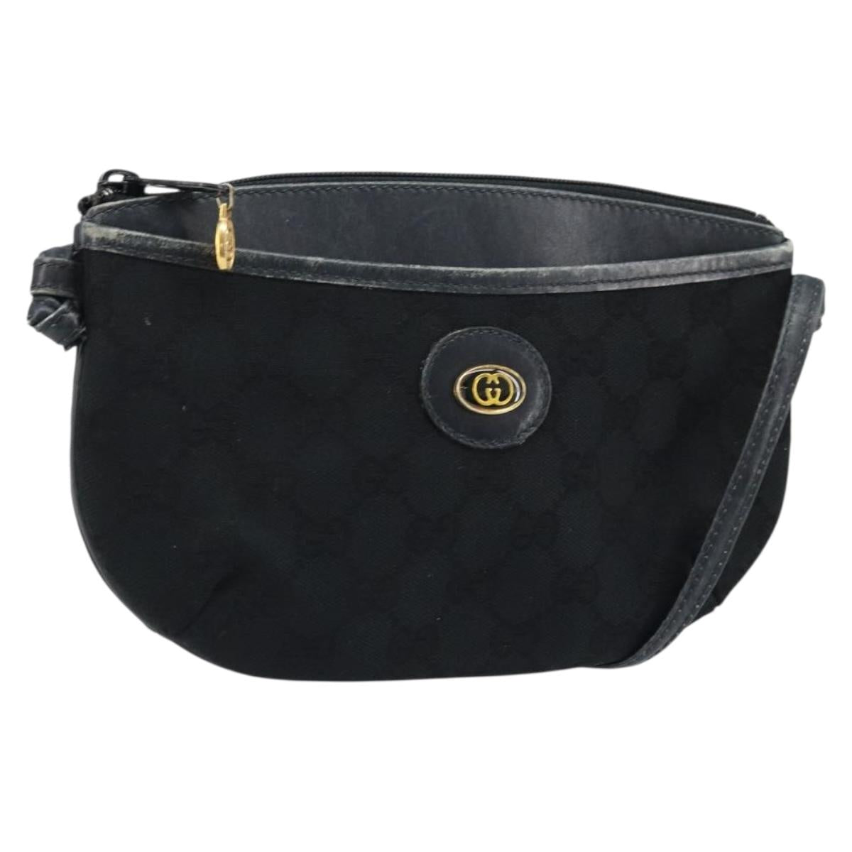 GUCCI GG Supreme Shoulder Bag Black Gold 904 02 020 Auth ep13376