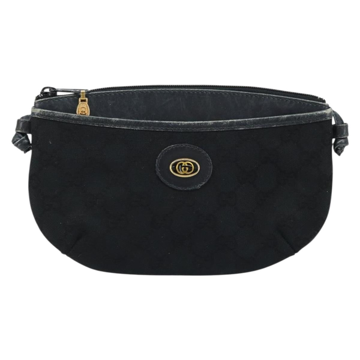 GUCCI GG Supreme Shoulder Bag Black Gold 904 02 020 Auth ep13376
