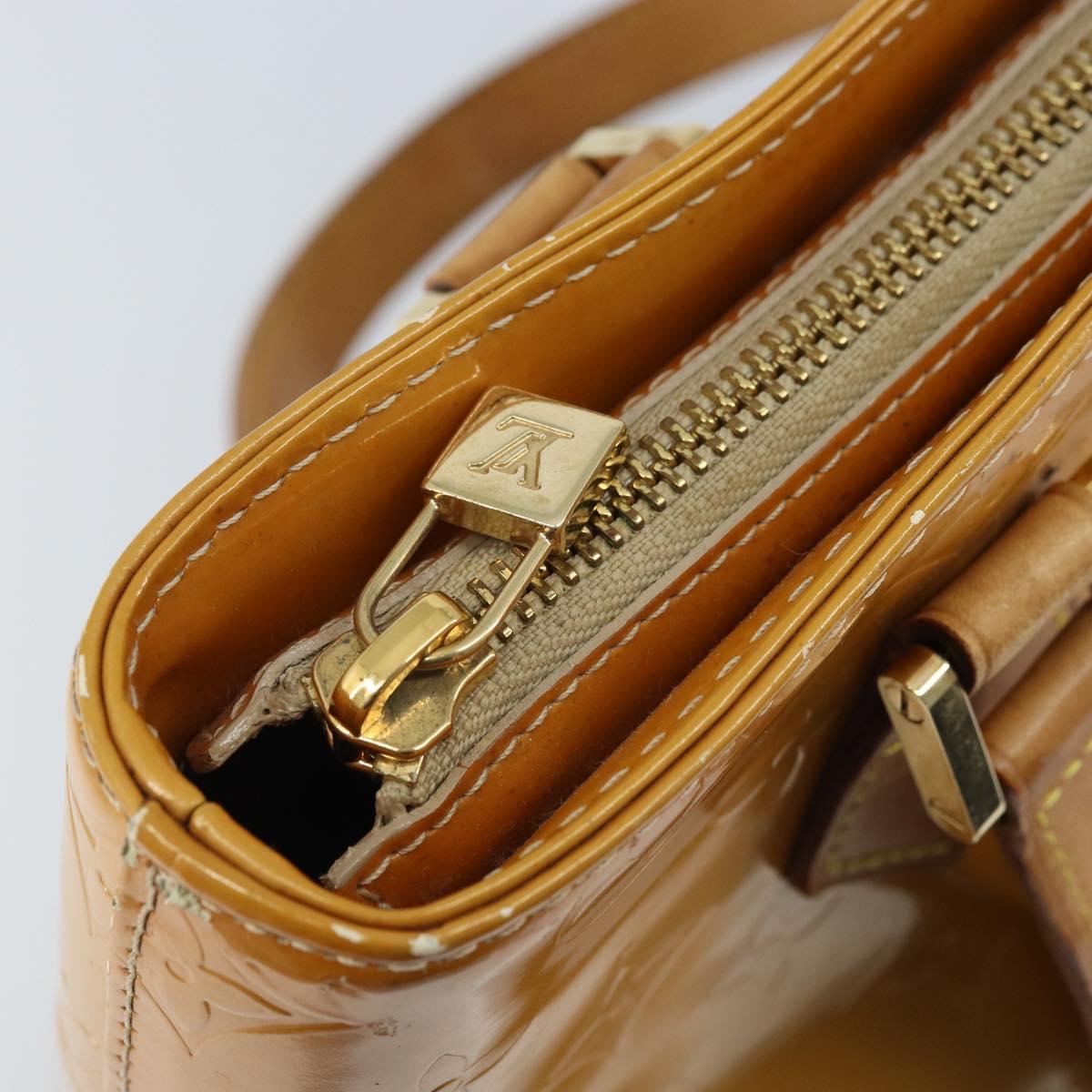 LOUIS VUITTON Monogram Vernis Houston Hand Bag Beige M91004 LV Auth ep13389