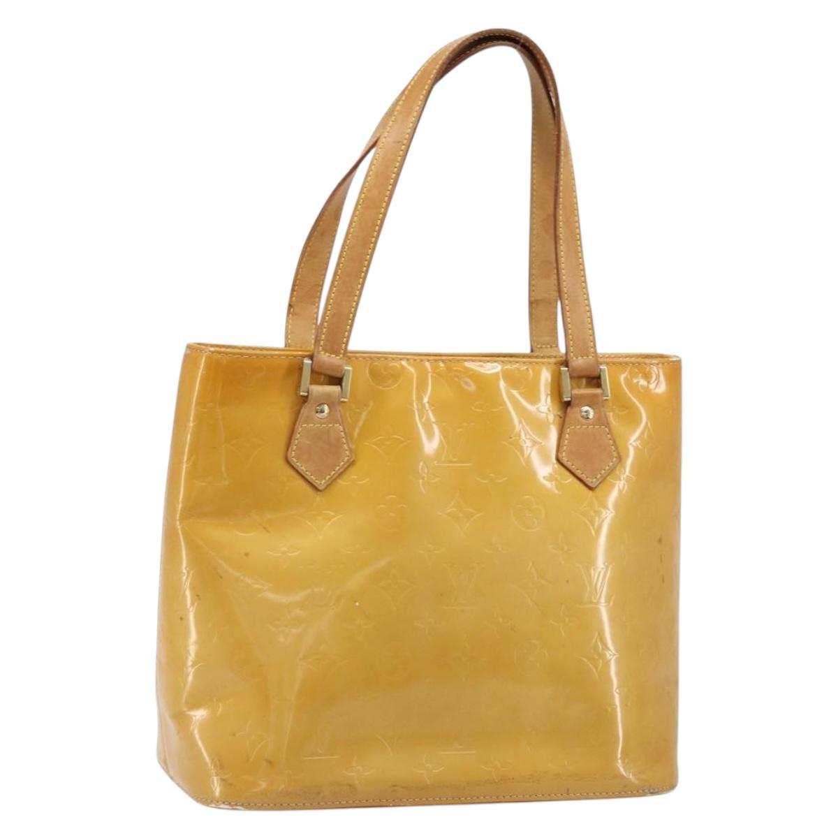 LOUIS VUITTON Monogram Vernis Houston Hand Bag Beige M91004 LV Auth ep13389